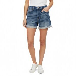 J.Crew Womens Short Sz 26 Medium Wash Denim High Rise Stretch Rolled Raw Hem